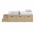 Cama Individual com Arrumação e Degraus em Carvalho Claro, 220 x 104 x 50 cm, para Colchão 200 x 90 cm