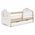 Cama Infantil com Gaveta 140 x 70 cm em Branco e Faia Natural