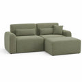 Sofá modular de 2 lugares com chaise longue à direita em tecido canelado verde-sálvia, 220 x 150 x 82 cm