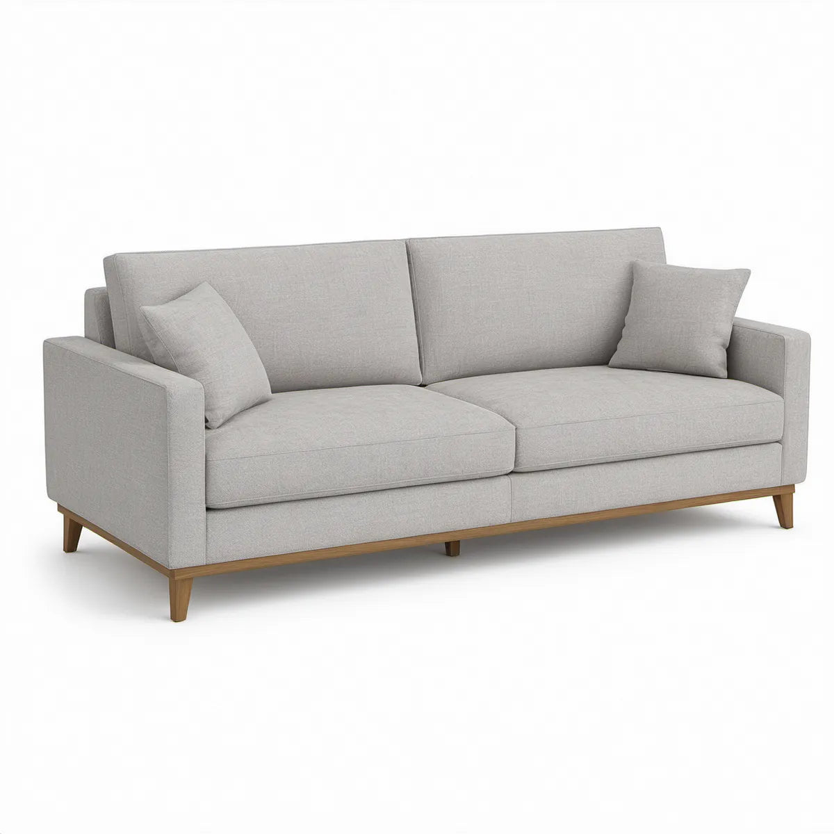 Sofá Retangular de 3 Lugares em Poliéster Cinzento Claro, 220 x 92 x 85 cm