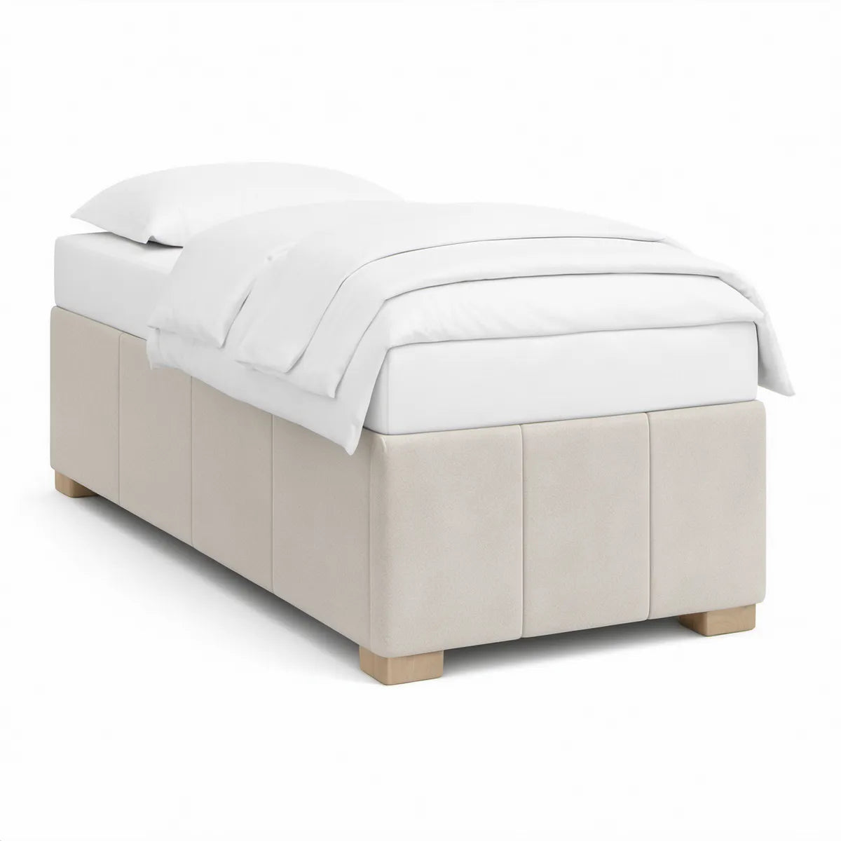 Cama Estofada Bege 150 x 210 x 35 cm para Colchão 140 x 200 cm
