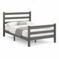 Cama de Casal em Pinho Maciço Cinzento-Escuro para Colchão 140 x 190 cm