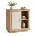 Aparador com 2 Portas e Prateleira Fixa em MDF Carvalho-Claro e Bege, 80 x 40 x 100 cm