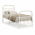 Cama Individual em Aço Creme para Colchão 90 x 190 cm