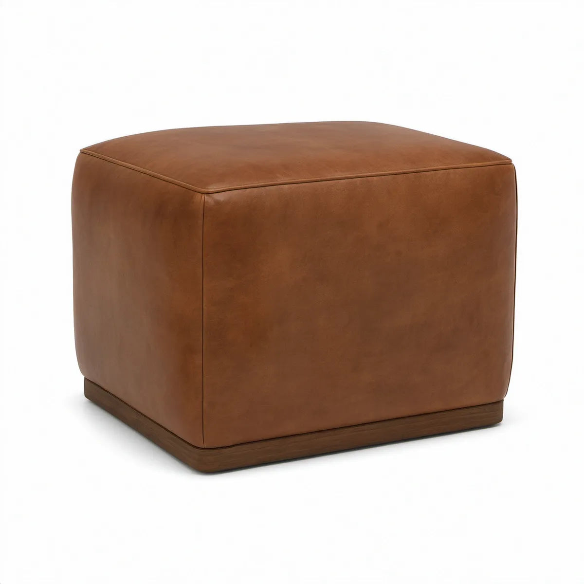 Pufe Quadrado em Couro Sintético PU Castanho 45 x 45 x 45 cm