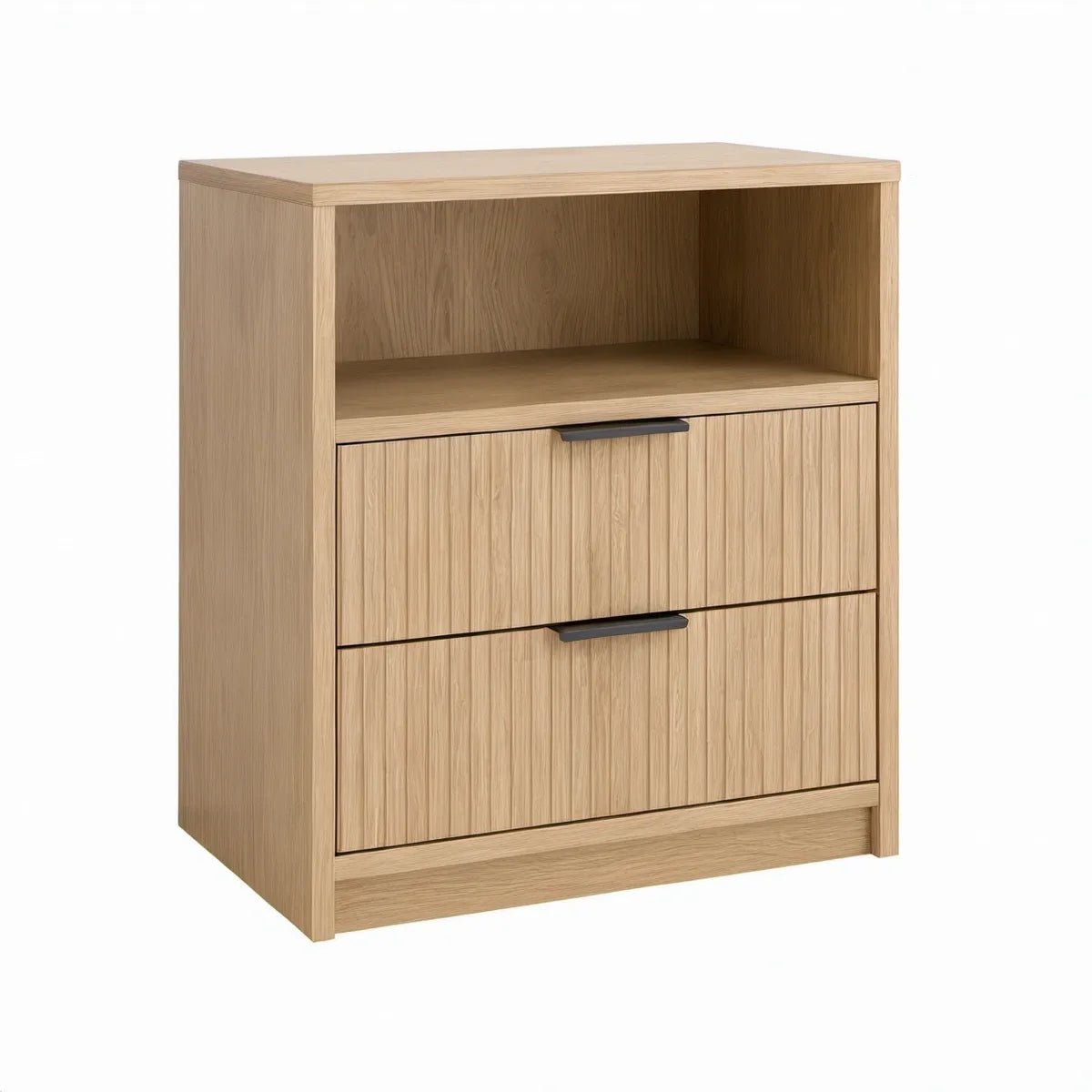 Sapateira em MDF Carvalho Natural e Preto com 2 Gavetas Basculantes, 80 x 40 x 100 cm