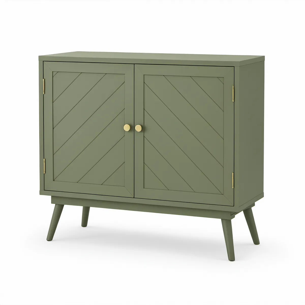 Aparador Retangular de 2 Portas em MDF Verde-Oliva 100 x 40 x 80 cm