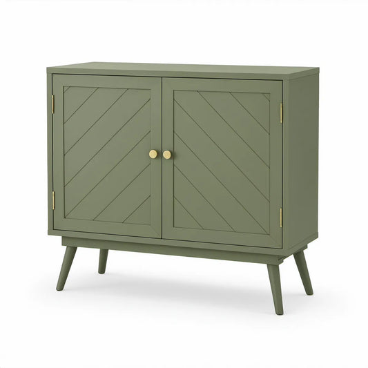 Aparador Retangular de 2 Portas em MDF Verde-Oliva 100 x 40 x 80 cm