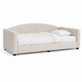 Cama individual juvenil com proteções laterais curvas em poliéster creme, 90 x 200 cm
